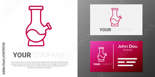 Logotype line Glass bong for smoking marijuana or cannabis icon isolated on white background. Logo design template element. Vector
