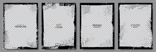Vector grunge overlay. Hand drawn abstract frame set. Ink brush strokes mess. Design for poster, invitation, gift card, coupon, book cover. Banner halftone overlay. Retro vintage background collection