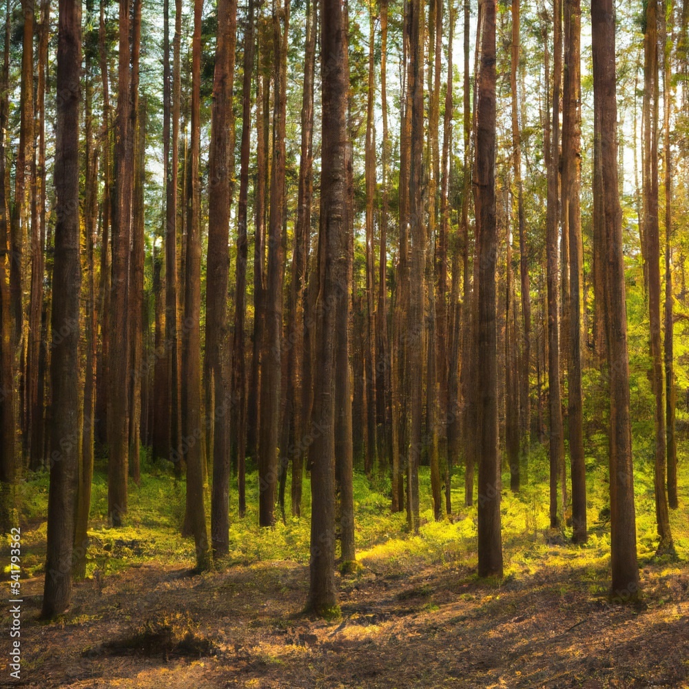 Fototapeta premium Autumn forest in the morning