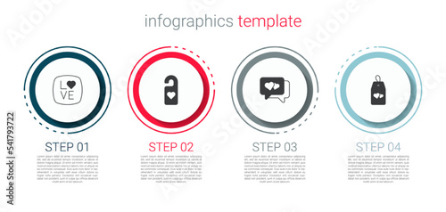 Set Love text, Please do not disturb with heart, Heart in speech bubble and . Business infographic template. Vector
