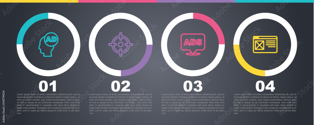 Set line Advertising, Target sport, and Browser window. Business infographic template. Vector Set line Advertising, Target sport, and Browser window. Business infographic template. Vector