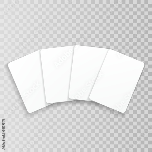Four playing cards mockup. Blank cards on transparent background.