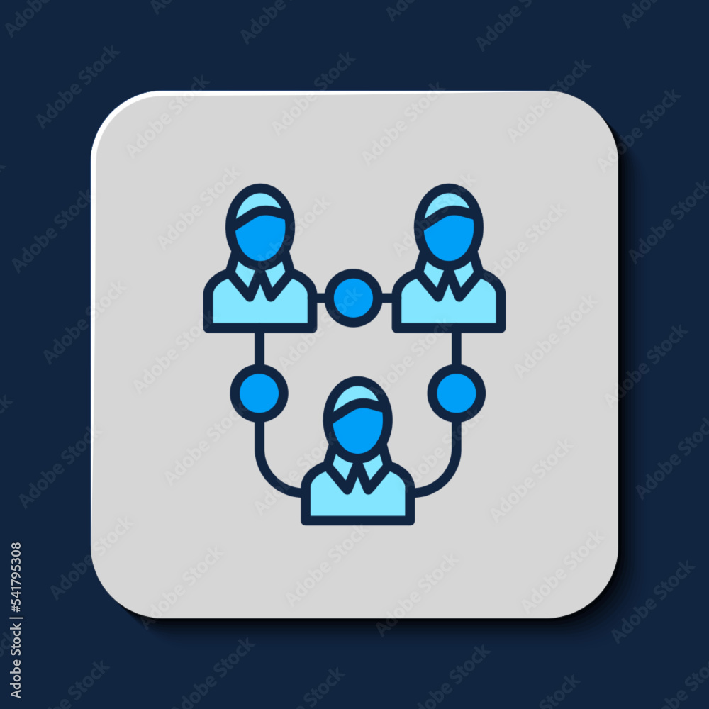 Filled outline Project team base icon isolated on blue background. Business analysis and planning, consulting, team work, project management. Vector Filled outline Project team base icon isolated on blue background. Business analysis and planning, consulting, team work, project management. Vector