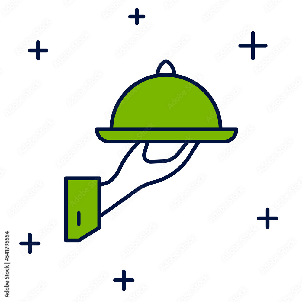 Filled outline Covered with a tray of food icon isolated on white background. Tray and lid sign. Restaurant cloche with lid. Vector Filled outline Covered with a tray of food icon isolated on white background. Tray and lid sign. Restaurant cloche with lid. Vector