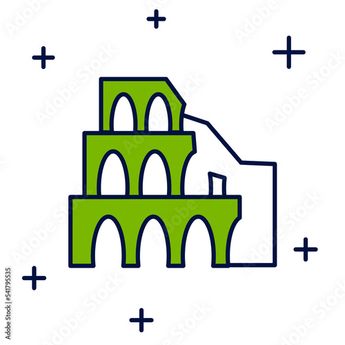 Filled outline Coliseum in Rome, Italy icon isolated on white background. Colosseum sign. Symbol of Ancient Rome, gladiator fights. Vector