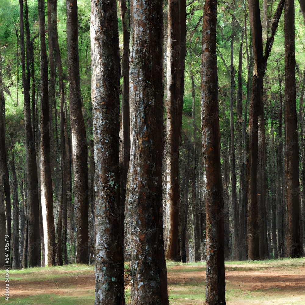 Fototapeta premium Pine tree trunks in an alpine forest