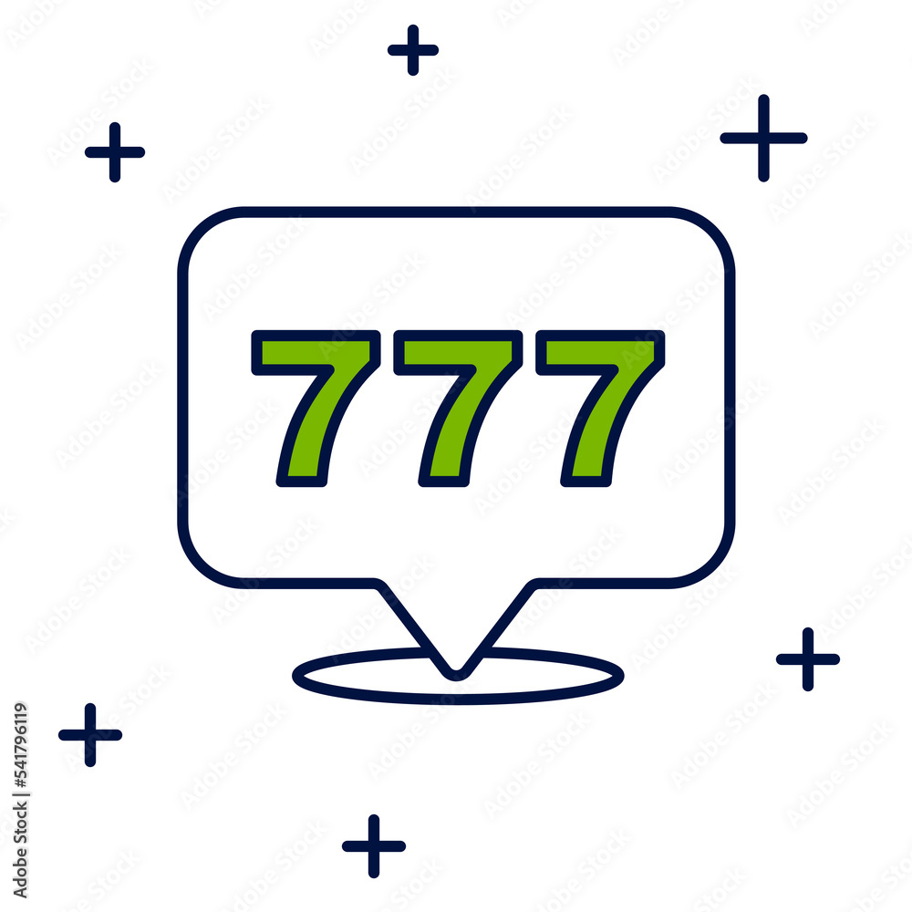 Filled outline Slot machine with lucky sevens jackpot icon isolated on white background. Vector