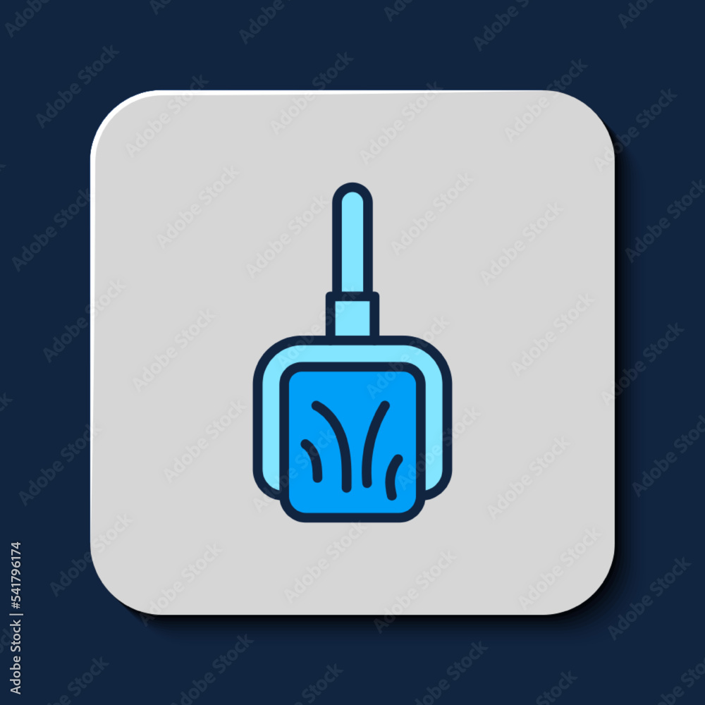 Filled outline Dustpan icon isolated on blue background. Cleaning scoop services. Vector