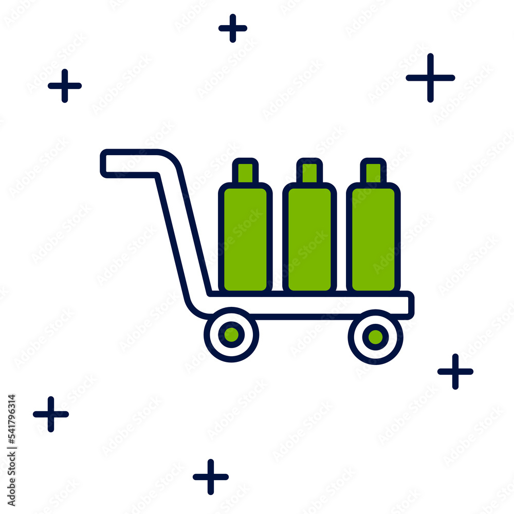 Filled outline Trolley suitcase icon isolated on white background. Traveling baggage sign. Travel luggage icon. Vector