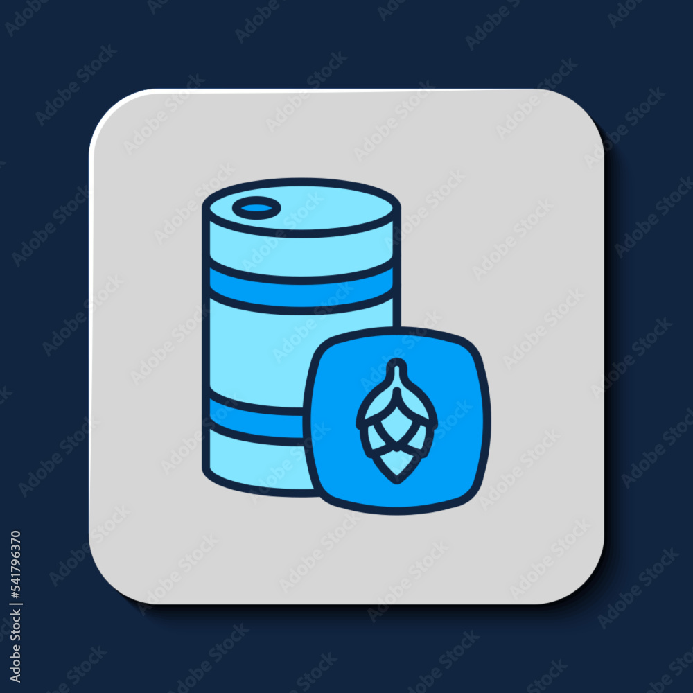 Filled outline Metal beer keg icon isolated on blue background. Vector Filled outline Metal beer keg icon isolated on blue background. Vector