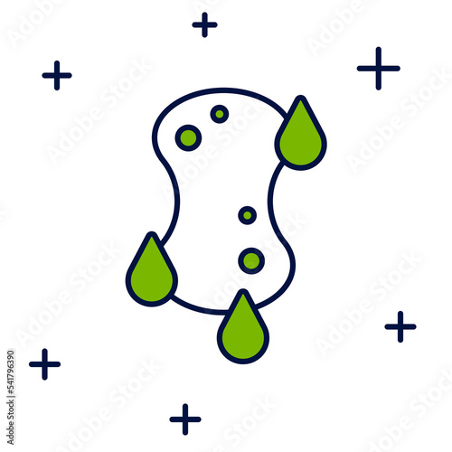 Filled outline Sponge icon isolated on white background. Wisp of bast for washing dishes. Cleaning service logo. Vector