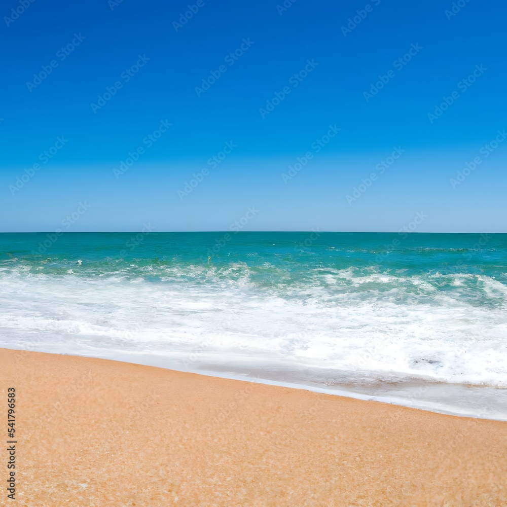 Sunny tropical beach with sand and sea