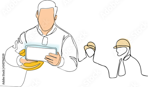 construction manager and engineer working on building site. Vector illustration