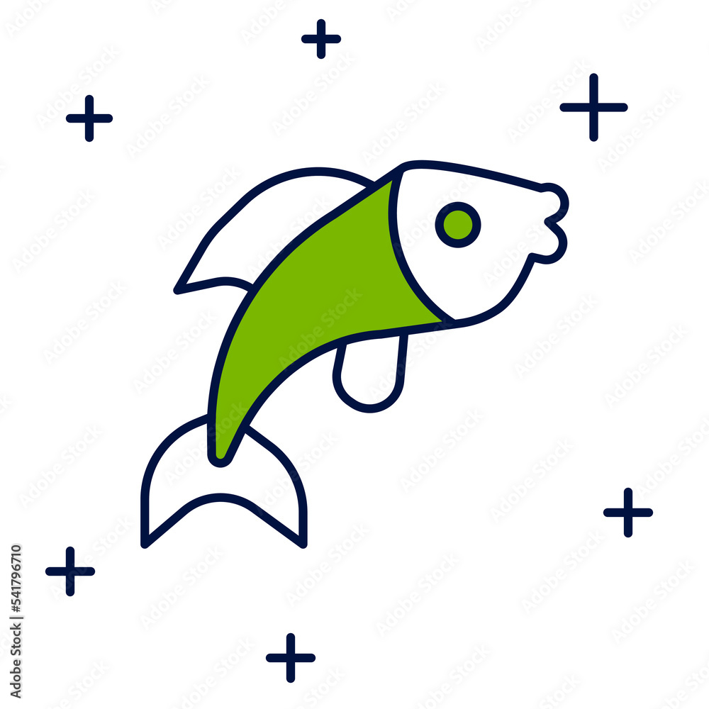 Obraz premium Filled outline Fish icon isolated on white background. Vector