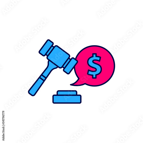 Filled outline Auction hammer price icon isolated on white background. Gavel - hammer of judge or auctioneer. Bidding process, deal done. Auction bidding. Vector