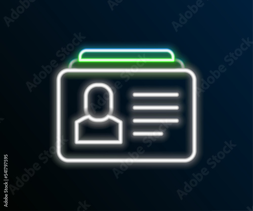 Glowing neon line Resume icon isolated on black background. CV application. Searching professional staff. Analyzing personnel resume. Colorful outline concept. Vector