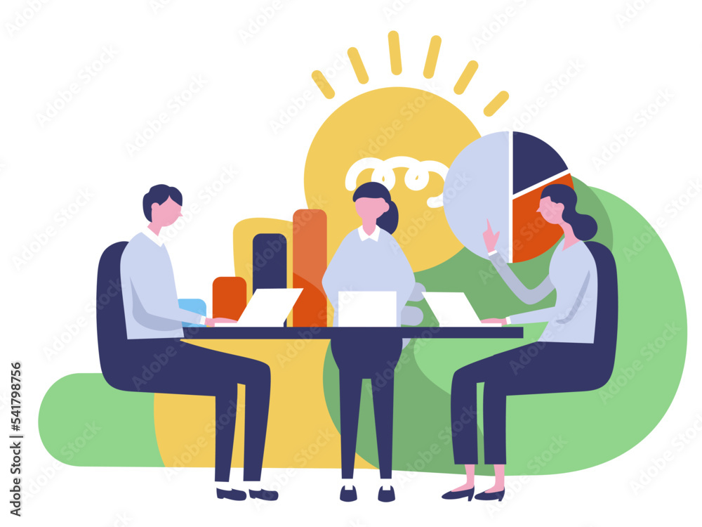 a flat design illustration set of person with arrow and graph,business people working together a flat design illustration set of person with arrow and graph,business people working together