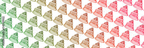 Green and red gradient watercolor tree pattern. Summer flora background. Beautiful illustration. Sketch texture hand drawing art. Fir woods aquarelle card. Design pine elements. Isolated background