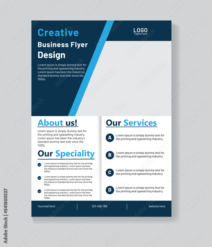 Corporate Flyer Creative Template Design. Business Flyer poster pamphlet brochure cover design layout background, vector template in A4 size. 