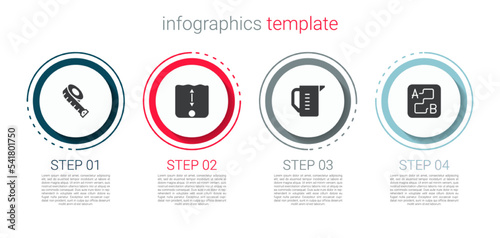 Set Measuring tape, Depth measurement, cup and Route location. Business infographic template. Vector