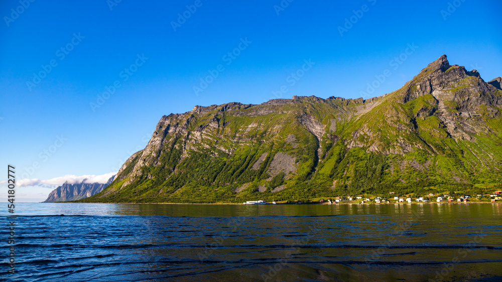 landscape of the island of senja in northern norway, mighty mountains ...
