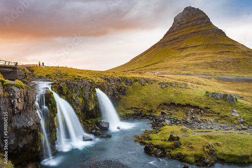 Landscape of the Kirkjufell Mountain and the Kirkjufellsfoss waterfall at the Snaefellsness Peninsula, Iceland. © Alberto Giron