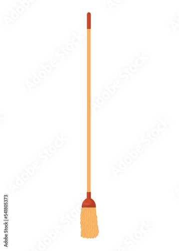 Broom mop icon. Hygiene handling equipment object illustration, household mop or housework broom tool isolated on white background