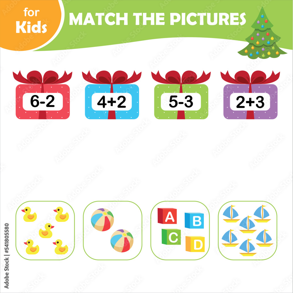Educational children's game. Math game, solve an example, task, numbers