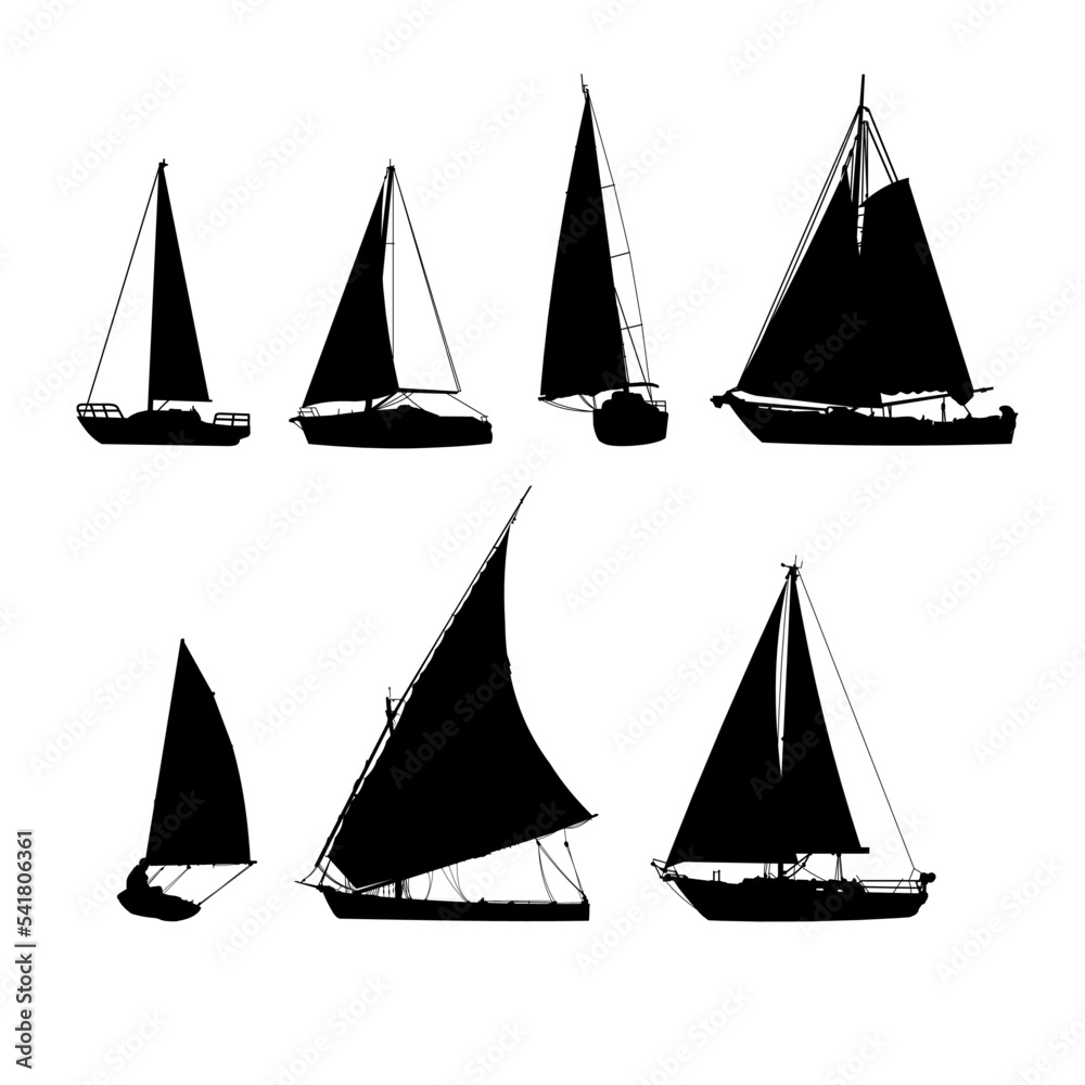 silhouette of a sailboat, silhouette of a yacht