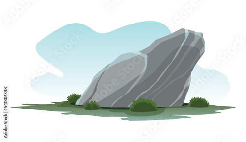 Boulder rock stone. Debris of the mountain. Cartoon stone and elements for game in flat style on color background. Flagstone rocky vector illustration