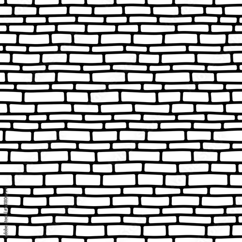 Seamless black and white brick wall pattern. Vector texture background.