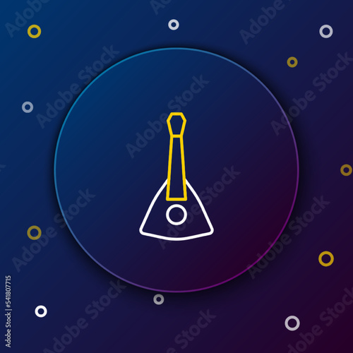 Line Musical instrument balalaika icon isolated on blue background. Colorful outline concept. Vector