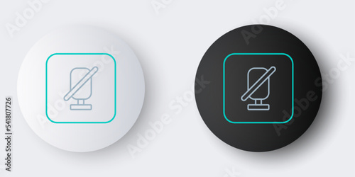 Line Mute microphone icon isolated on grey background. Microphone audio muted. Colorful outline concept. Vector