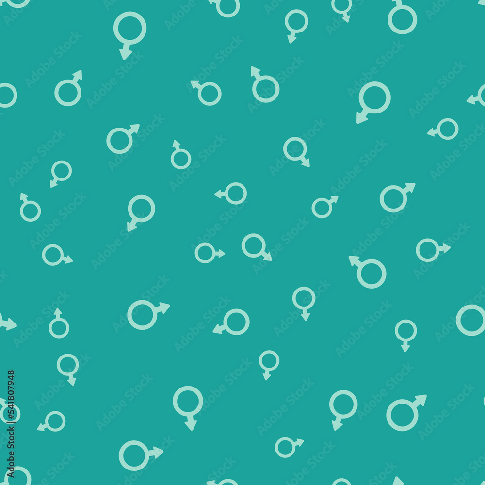 Green Male gender symbol icon isolated seamless pattern on green background. Vector