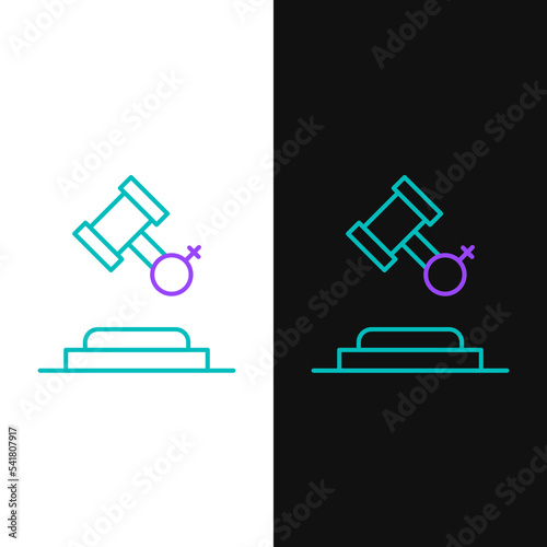 Line Female rights icon isolated on white and black background. Female power. Colorful outline concept. Vector