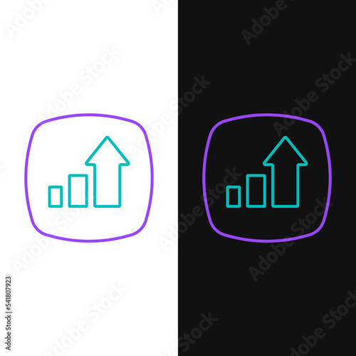 Line Financial growth increase icon isolated on white and black background. Increasing revenue. Colorful outline concept. Vector