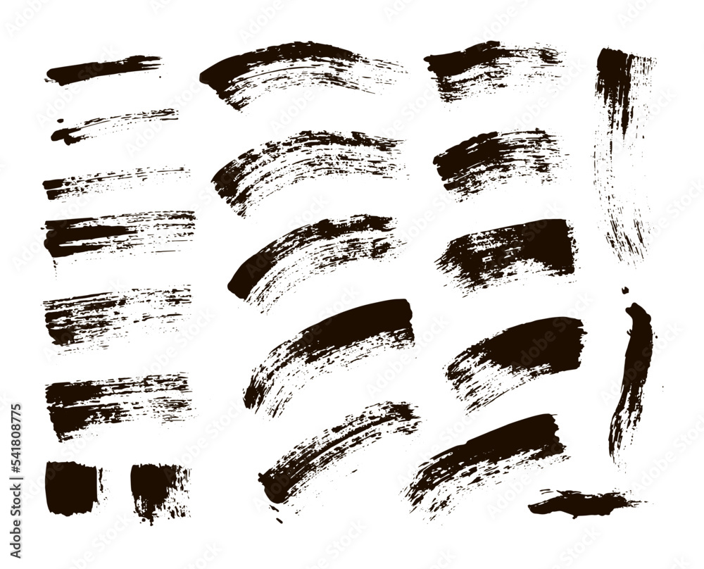 Vector Trace Brush Texture. Black Water Colour Brush. Paint Brush Strokes. Charcoal Smears Vector. Artistic Acrylic Textures. Chalk Stroke Paint.