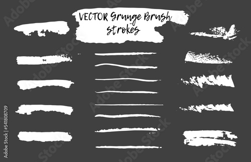 Vector Stroke Paint Textures. Ink Strokes. Paint Brush Strokes. White Smears. Artistic Acrylic Abstract. Graphite Smudges. Graphic Ink Paintbrush. Charcoal Texture. Rough Chalk.