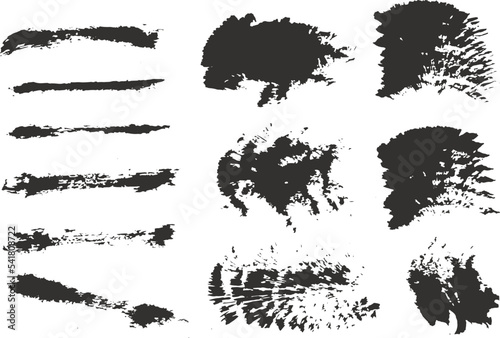 Vector Art Brushes Textures. Black Acrylic Paint. Paint Brush Strokes. Charcoal Smears Vector. Rough Watercolor Texture. Charcoal Stroke Paint.