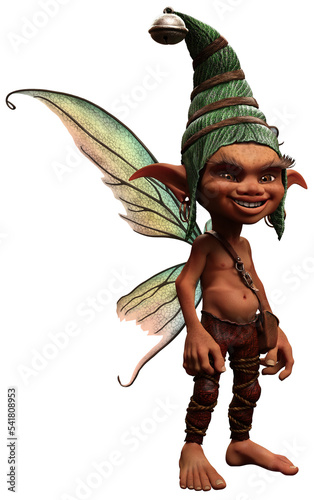 Pixie or fairy boy 3D illustration	