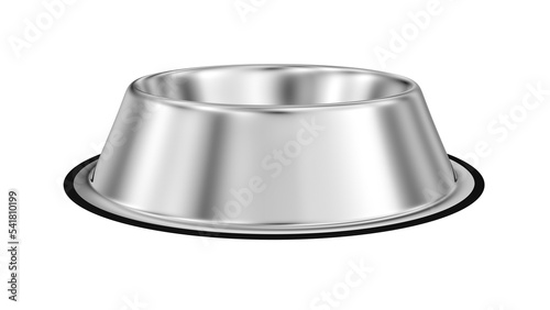 Stainless steel dog bowl. Isolated. Transparent background. 3d illustration.