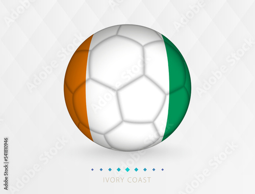 Football ball with Ivory Coast flag pattern  soccer ball with flag of Ivory Coast national team.