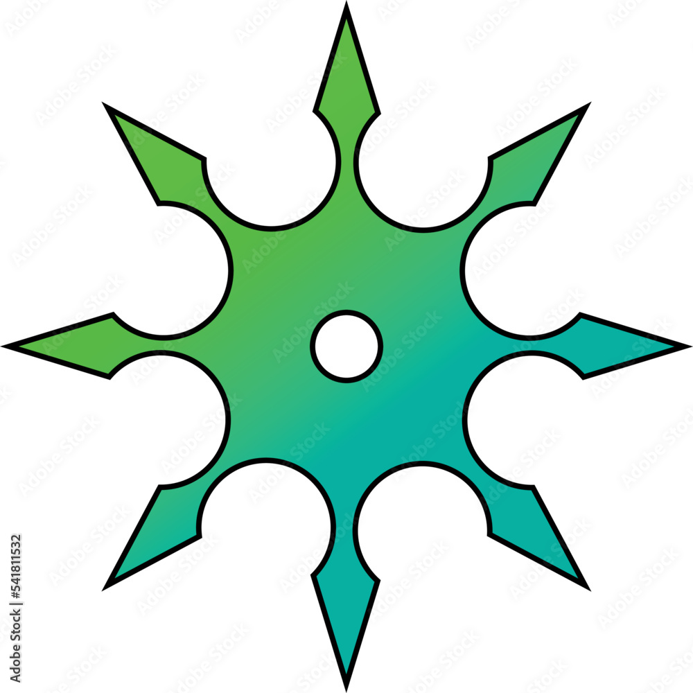Obraz premium Shuriken gradient. Ninja throwing weapon. Multi-colored shuriken for a fight
