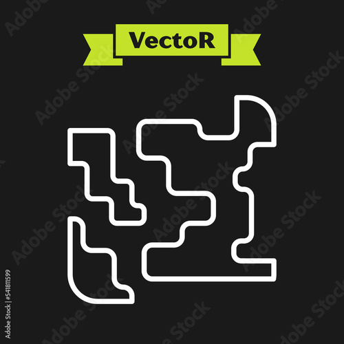 White line Gaseous icon isolated on black background. Changing the state of matter in gas. Vector