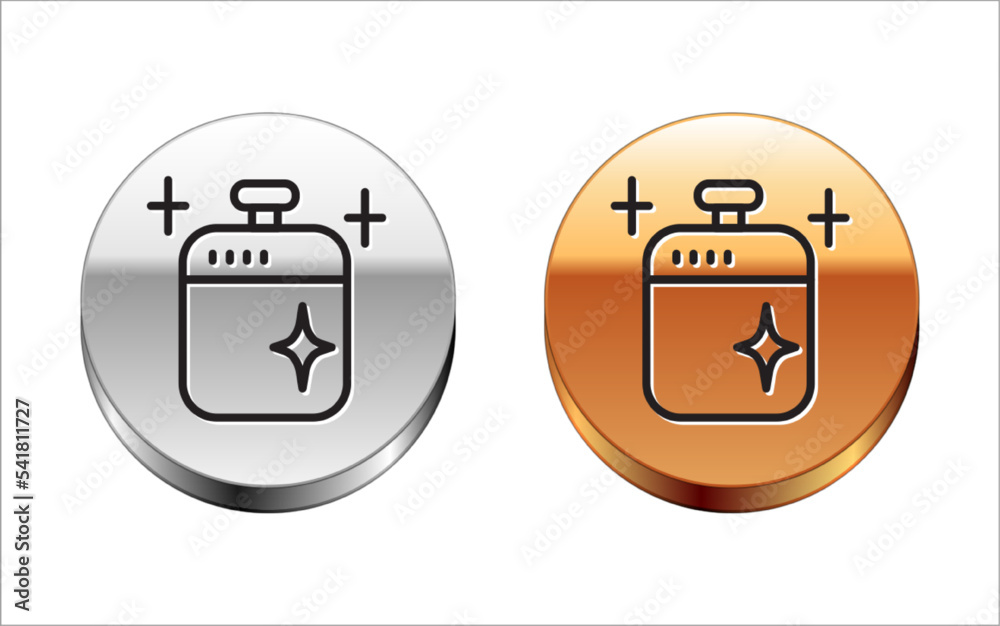 Black line Clean cooking pot icon isolated on white background. Boil or ...