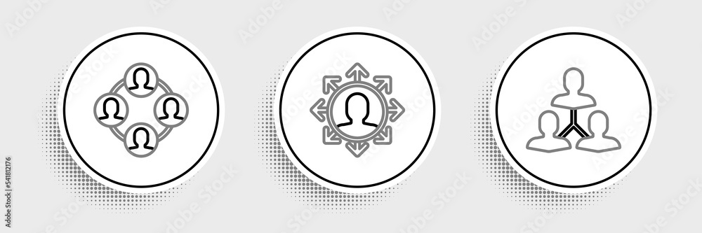 Set line Project team base, and icon. Vector Set line Project team base, and icon. Vector