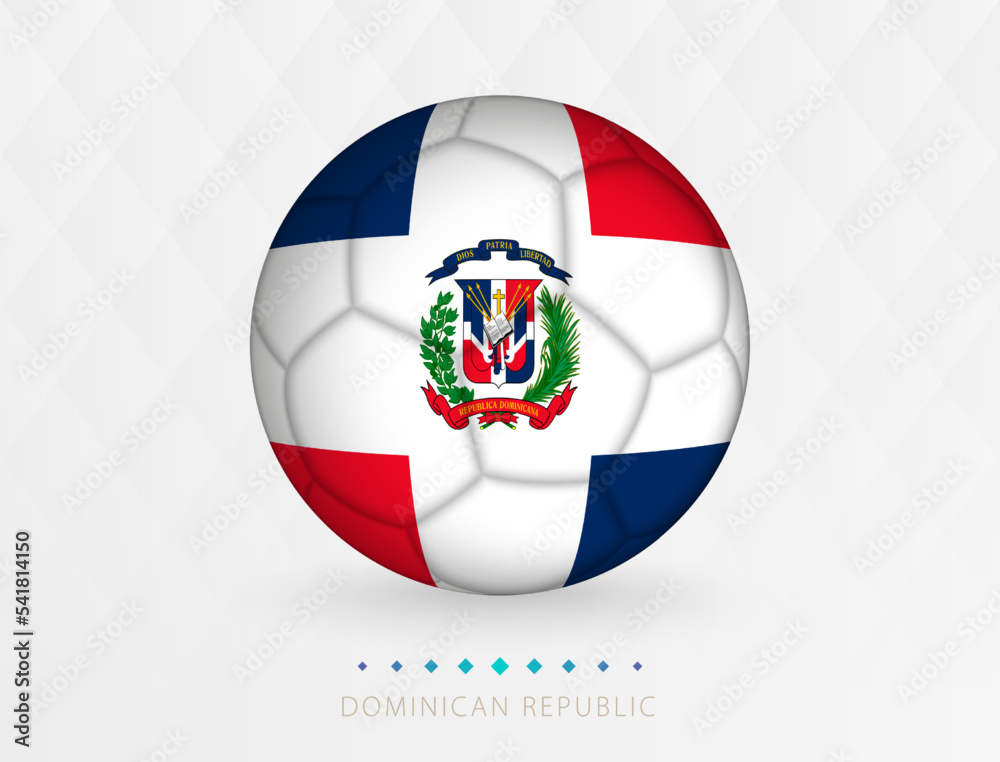 Football ball with Dominican Republic flag pattern, soccer ball with flag of Dominican Republic national team. Football ball with Dominican Republic flag pattern, soccer ball with flag of Dominican Republic national team.