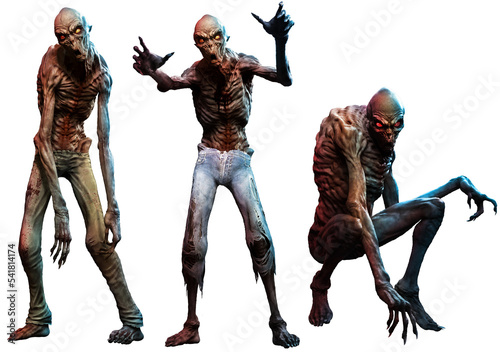 Zombies or ghouls 3D illustrations	