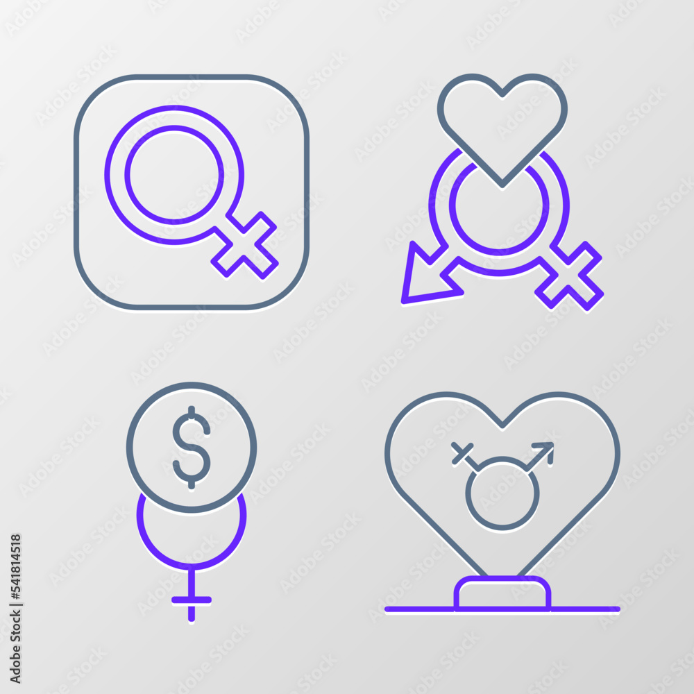 Set line Gender, Feminism finance, and Female gender icon. Vector Set line Gender, Feminism finance, and Female gender icon. Vector