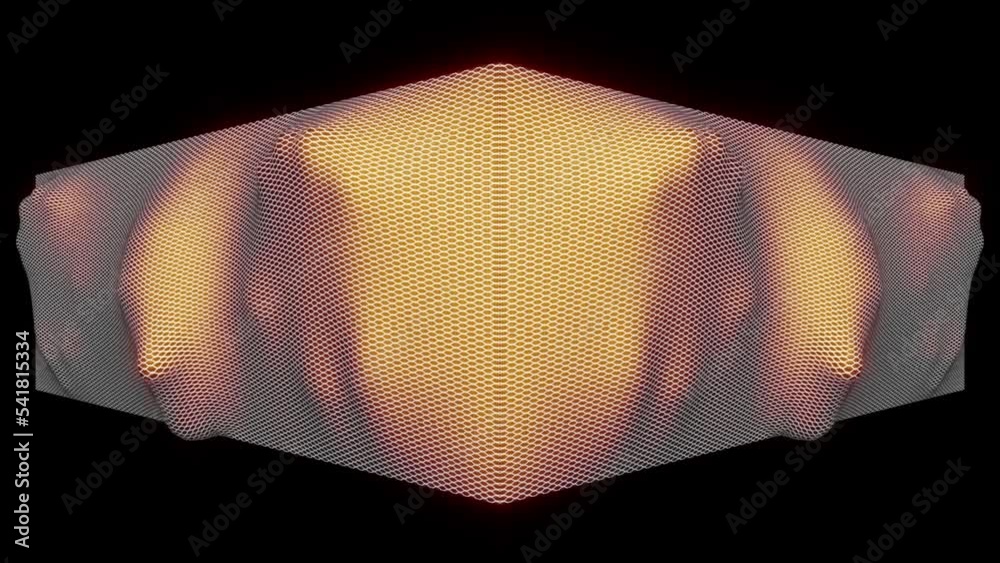 Mesh 3D animation for the show. Grid texture. Human head and hands ...